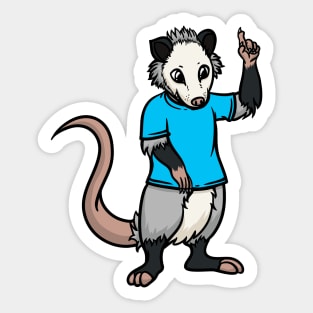 Cute Anthropomorphic Human-like Cartoon Character Opossum in Clothes Sticker